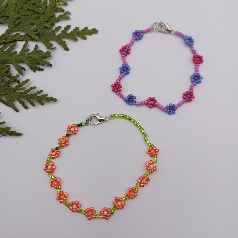 🍀3 for $15 - Handcrafted Daisy Chain Bracelets - set of 2
